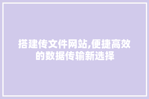 搭建传文件网站,便捷高效的数据传输新选择 智能问答