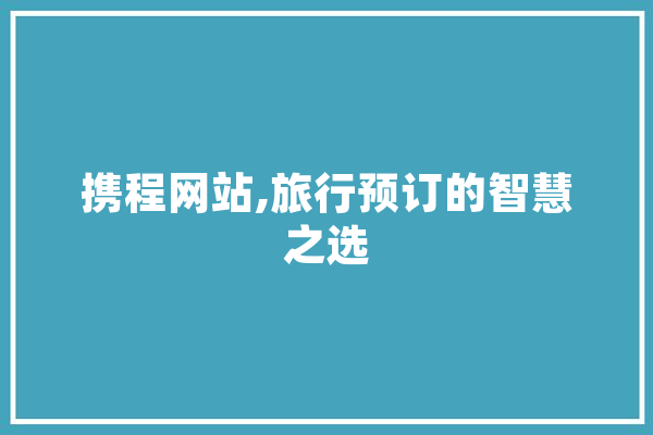 携程网站,旅行预订的智慧之选