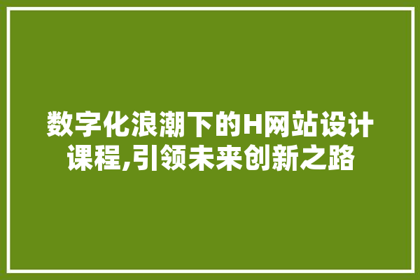 数字化浪潮下的H网站设计课程,引领未来创新之路 云服务
