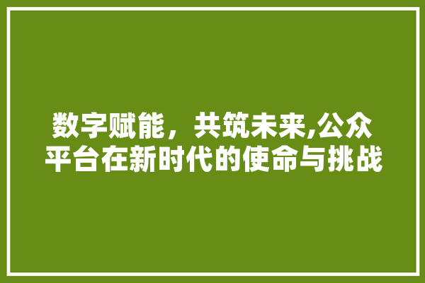 数字赋能，共筑未来,公众平台在新时代的使命与挑战 AI简讯