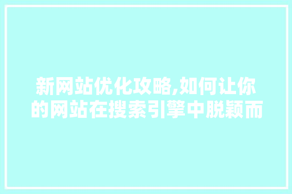 新网站优化攻略,如何让你的网站在搜索引擎中脱颖而出 智能写作