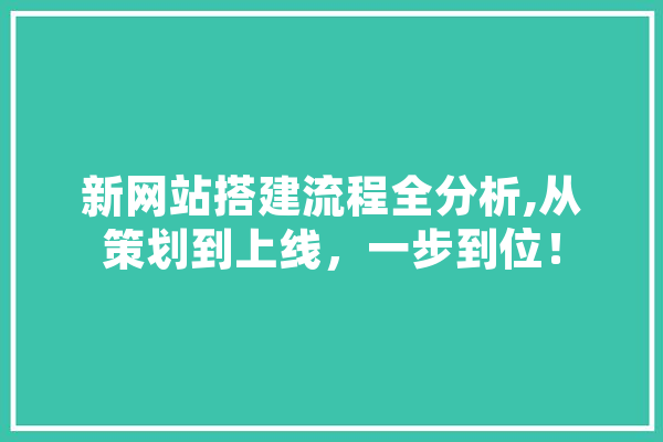 新网站搭建流程全分析,从策划到上线，一步到位！