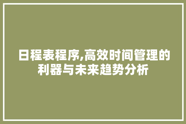 日程表程序,高效时间管理的利器与未来趋势分析 云服务