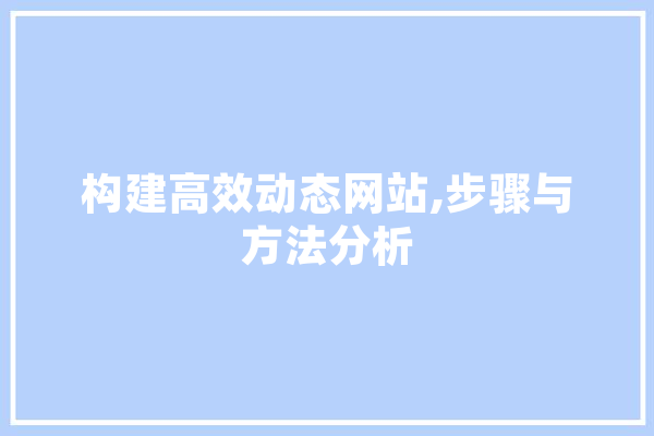 构建高效动态网站,步骤与方法分析 计算机