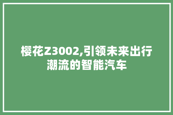 樱花Z3002,引领未来出行潮流的智能汽车