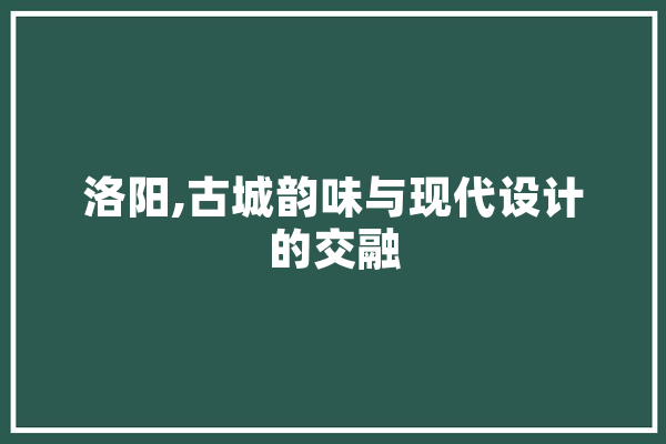 洛阳,古城韵味与现代设计的交融