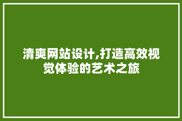 清爽网站设计,打造高效视觉体验的艺术之旅