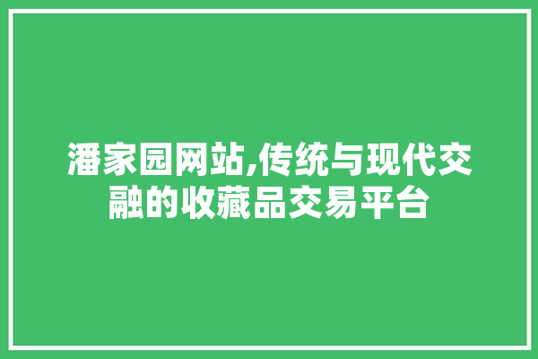 潘家园网站,传统与现代交融的收藏品交易平台 科技快讯
