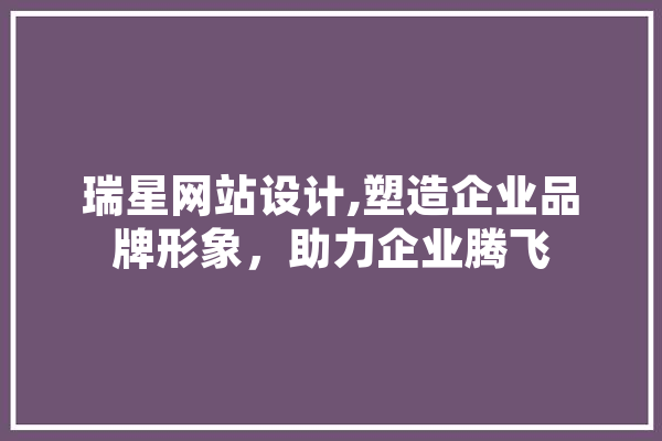 瑞星网站设计,塑造企业品牌形象，助力企业腾飞