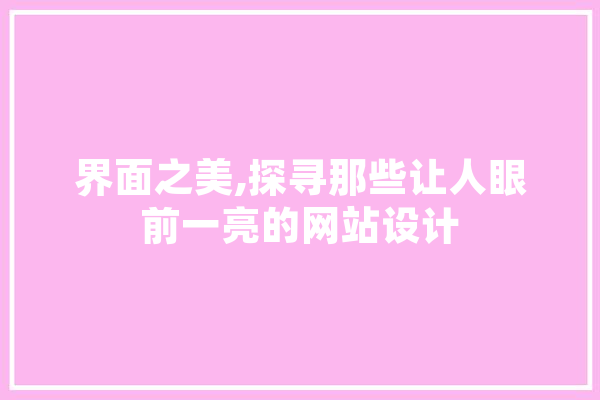 界面之美,探寻那些让人眼前一亮的网站设计 文字写作