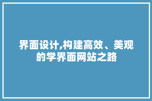 界面设计,构建高效、美观的学界面网站之路