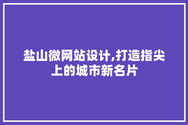 盐山微网站设计,打造指尖上的城市新名片