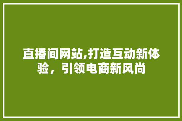 直播间网站,打造互动新体验，引领电商新风尚