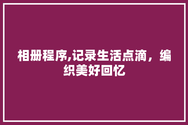 相册程序,记录生活点滴，编织美好回忆 AI快讯