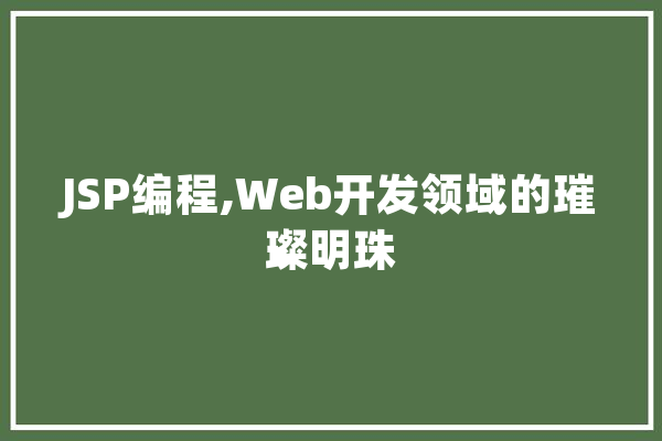 JSP编程,Web开发领域的璀璨明珠