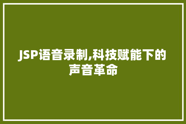 JSP语音录制,科技赋能下的声音革命