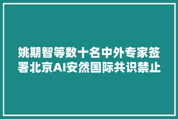 姚期智等数十名中外专家签署北京AI安然国际共识禁止AI自行复制_人工智能_技巧