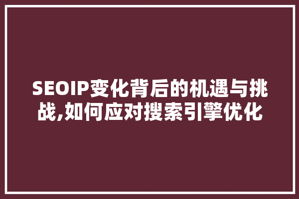 SEOIP变化背后的机遇与挑战,如何应对搜索引擎优化新步骤 绘影字幕