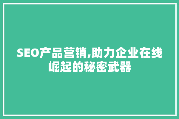 SEO产品营销,助力企业在线崛起的秘密武器 智能写作