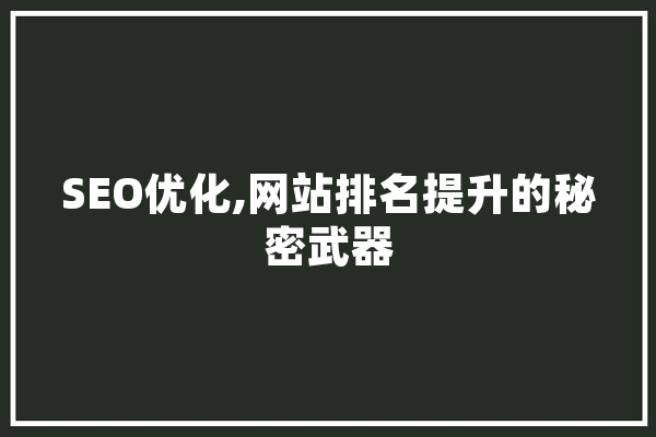 SEO优化,网站排名提升的秘密武器 AI快讯