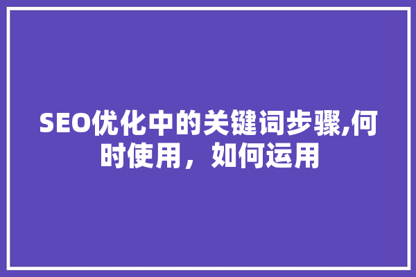 SEO优化中的关键词步骤,何时使用，如何运用 科技快讯