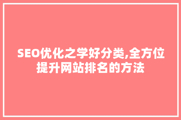 SEO优化之学好分类,全方位提升网站排名的方法 绘影字幕