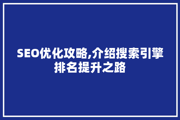 SEO优化攻略,介绍搜索引擎排名提升之路 绘影字幕