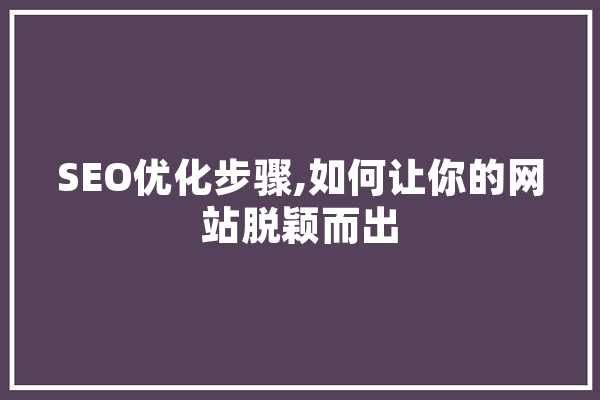 SEO优化步骤,如何让你的网站脱颖而出 计算机