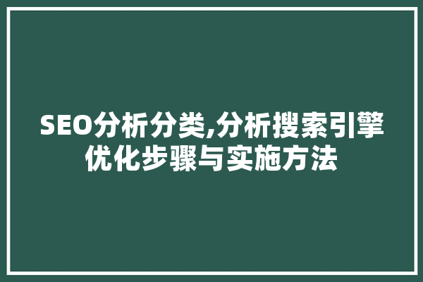 SEO分析分类,分析搜索引擎优化步骤与实施方法 智能写作