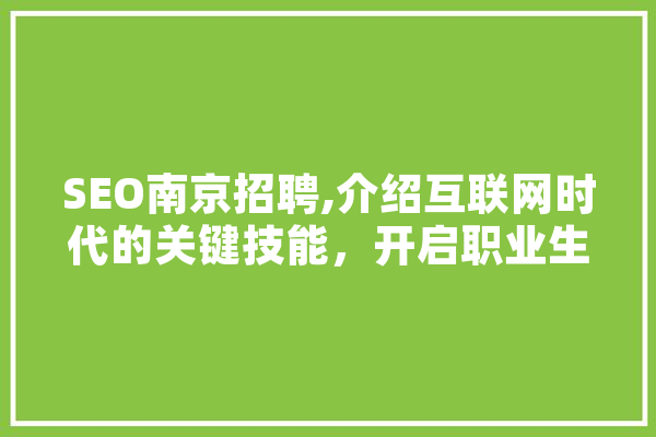 SEO南京招聘,介绍互联网时代的关键技能，开启职业生涯新篇章 云服务