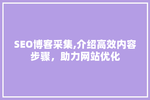 SEO博客采集,介绍高效内容步骤，助力网站优化