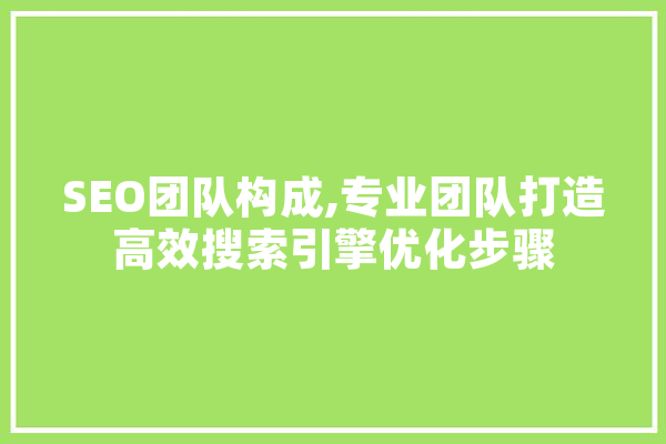 SEO团队构成,专业团队打造高效搜索引擎优化步骤 科技快讯