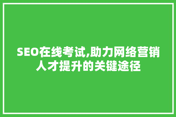 SEO在线考试,助力网络营销人才提升的关键途径