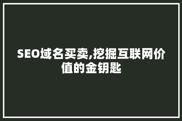 SEO域名买卖,挖掘互联网价值的金钥匙