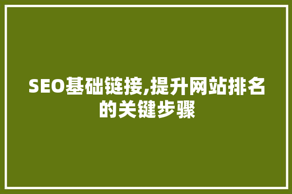 SEO基础链接,提升网站排名的关键步骤 科技快讯