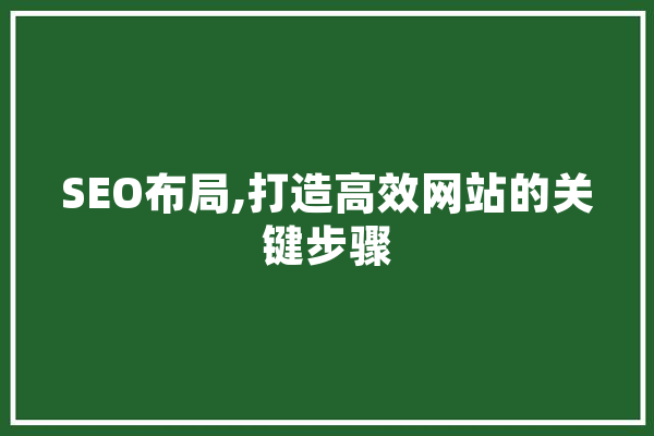 SEO布局,打造高效网站的关键步骤 智能写作