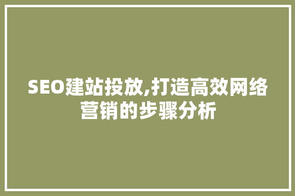SEO建站投放,打造高效网络营销的步骤分析 科技快讯