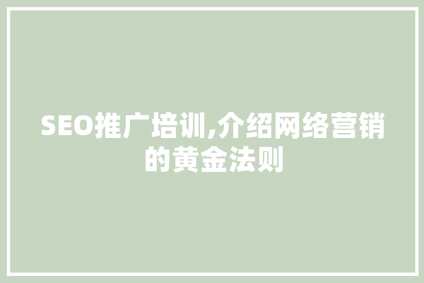 SEO推广培训,介绍网络营销的黄金法则 绘影字幕
