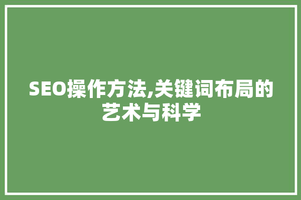 SEO操作方法,关键词布局的艺术与科学 计算机