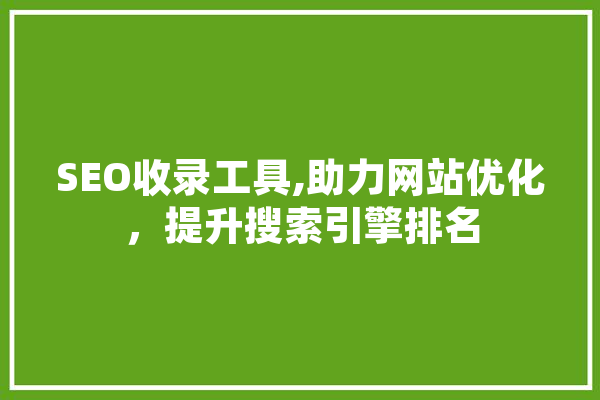 SEO收录工具,助力网站优化，提升搜索引擎排名 AI简讯