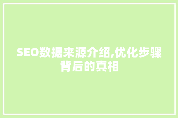 SEO数据来源介绍,优化步骤背后的真相 智能写作