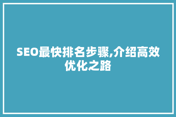 SEO最快排名步骤,介绍高效优化之路 智能写作