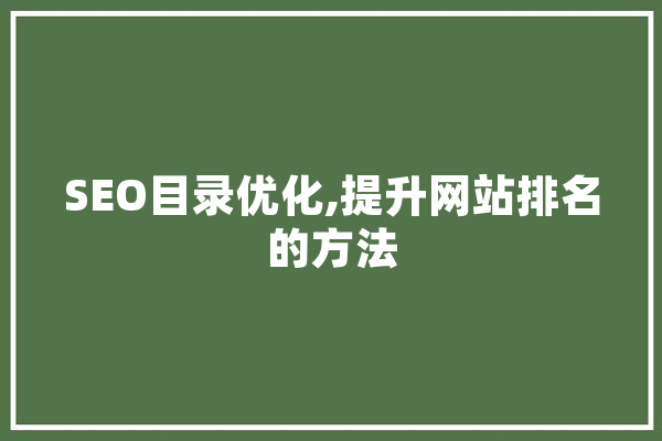 SEO目录优化,提升网站排名的方法 智能问答