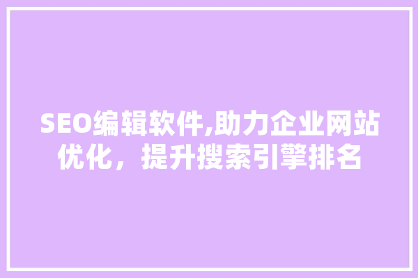 SEO编辑软件,助力企业网站优化，提升搜索引擎排名 AI快讯