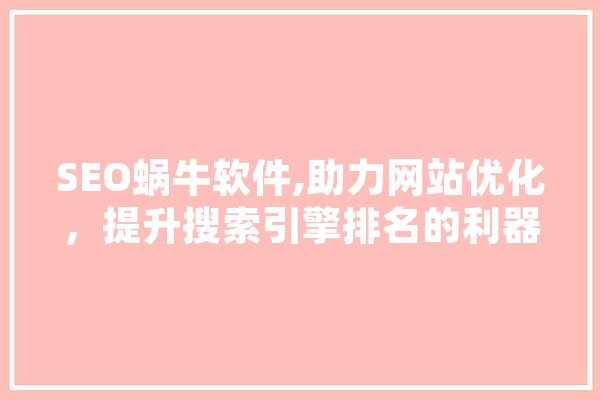 SEO蜗牛软件,助力网站优化，提升搜索引擎排名的利器 文字写作