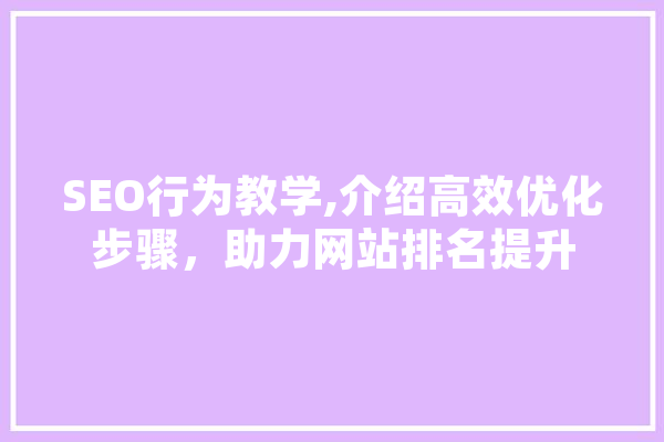 SEO行为教学,介绍高效优化步骤，助力网站排名提升 智能助手