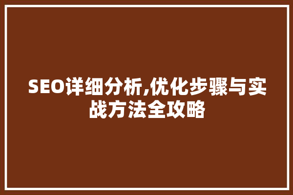 SEO详细分析,优化步骤与实战方法全攻略 智能写作