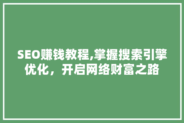 SEO赚钱教程,掌握搜索引擎优化，开启网络财富之路 文字写作