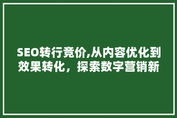 SEO转行竞价,从内容优化到效果转化，探索数字营销新领域