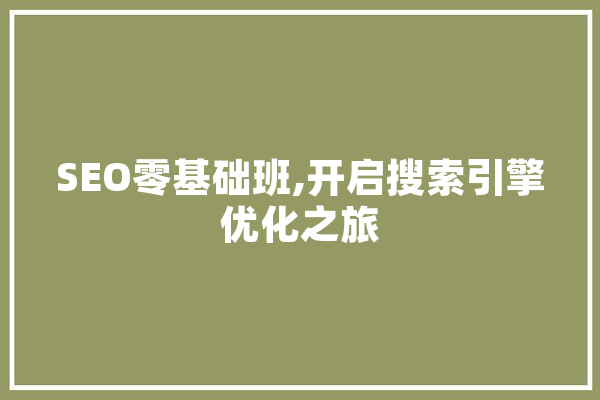 SEO零基础班,开启搜索引擎优化之旅 智能助手